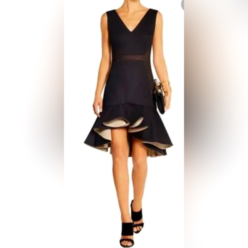 Antonio Berardi Runway Ruffled Modal-Jersey & Lace Midi Dress Black